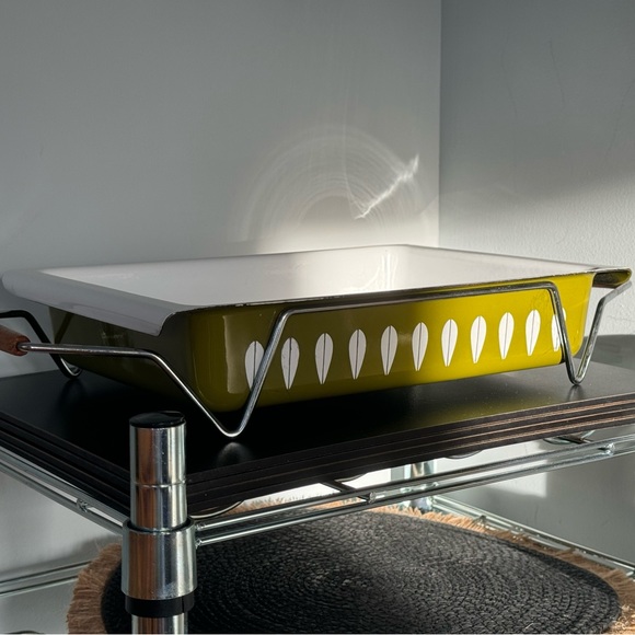 MCM Vintage Cathrineholm Lotus Casserole Baking Dish & Stand avocado green - Picture 11 of 14